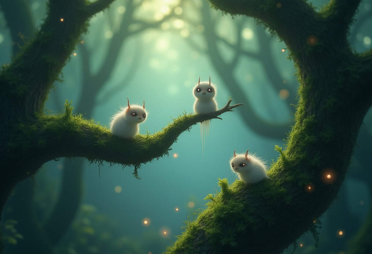 Die japanische Naturgeister Kodoma auf einem Baum