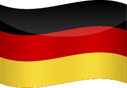 Eine wellenförmige Illustration der deutschen Flagge mit drei horizontalen Streifen: oben schwarz, in der Mitte rot und unten gold.
